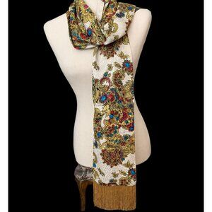 Vintage The Specialty House NWT Neck Scarf Fringed 7" x 66" Jewel Tones REGAL